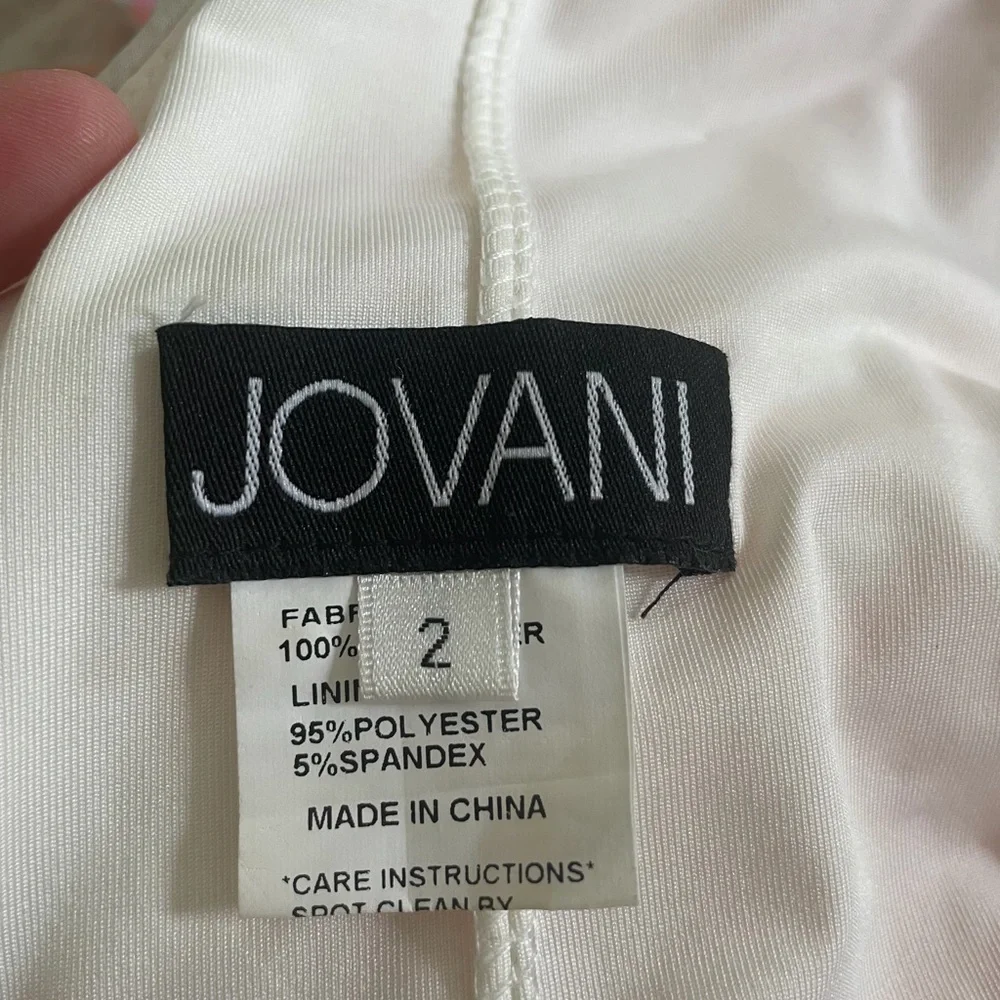 Jovani Coral & White Sequin Floral Prom Dress style 08257 - Picture 7 of 15